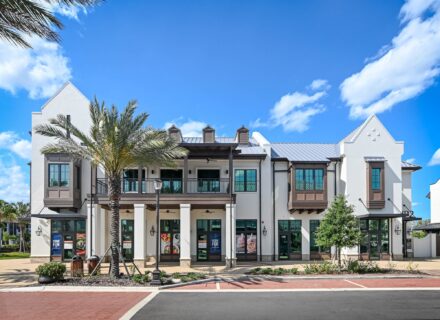 commercial 2 story building with impact resistant windows in Lakewood Ranch's Waterside Place District